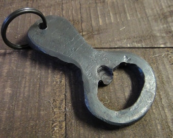 Hand Forged Bottle Opener Keychain, Iron Bottle Opener, Steel Bottle Opener, Groomsmen Gift, Hammered, Handmade, Fathers Day