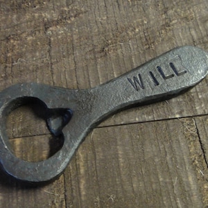 Personalized Bottle Opener, Hand Forged Iron Bottle Opener, Steel Bottle Opener, Christmas Gift, Groomsmen Gift, Hammered, Handmade,