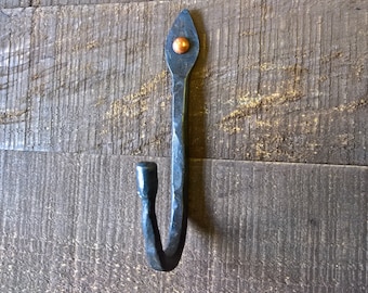 Metal Hook, Wrought Iron Wall Hook, Rustic Coat Hooks, Steel Hooks, Farmhouse Hook, Bathroom Hooks, Bedroom Hooks, Towel Hook, Handmade Hook