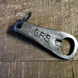Forged Personalized Bottle Opener Keychain, Iron Bottle Opener, Steel Bottle Opener, Groomsmen Gift, Hammered, Handmade, Fathers Day