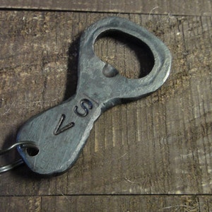 Forged Personalized Bottle Opener Keychain, Iron Bottle Opener, Steel Bottle Opener, Groomsmen Gift, Hammered, Handmade for Christmas