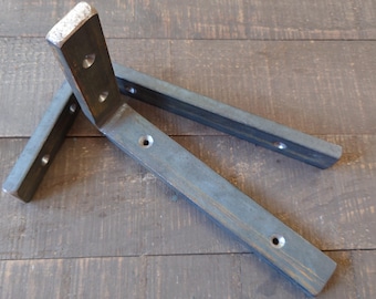 Steel L Shelf Bracket, Heavy Duty L Shelving Brackets, Farmhouse Iron Shelf Bracket, Thick Industrial Shelf Bracket, Forged Metal Bracket
