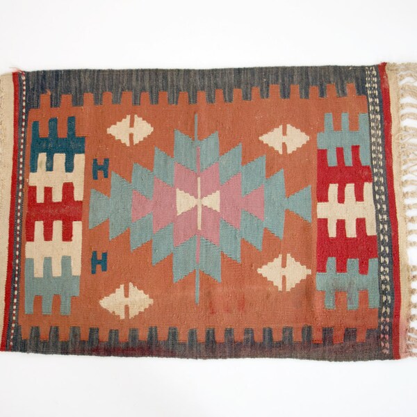 Antique Wool Native American Navajo Rug // Handmade, Over 100 years old // 34" x 24", Excellent Quality, Southwest, Rustic, Hipster