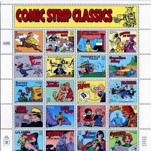 20 Different COMIC STRIP Classics 1995 32c Unused Vintage Postage Stamps Free Shipping! Complete set of 20 Your #1 source for Vintage Stamps