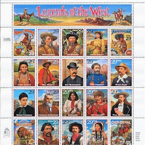 20 sellos postales antiguos sin usar de 29 c de Cowboys & Indians de 1994. Envío gratuito. La fuente número 1. Los mejores precios en sellos antiguos