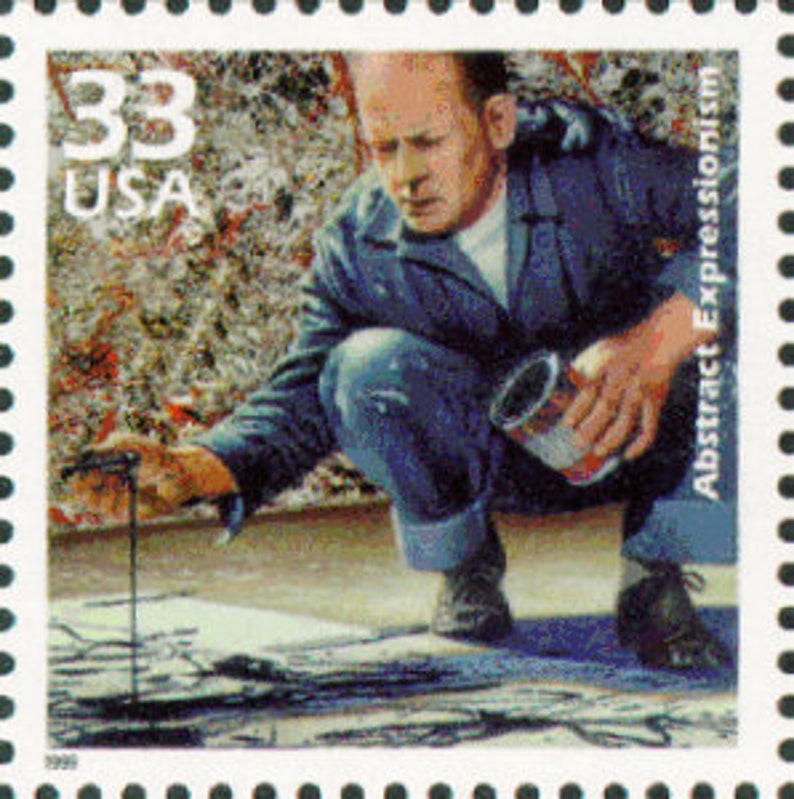 4x JACKSON POLLOCK Abstract Painter Celebrate the Century 1940's 33c Unused Vintage Postage Stamp Free Shipping 1 Source The Best Prices image 1