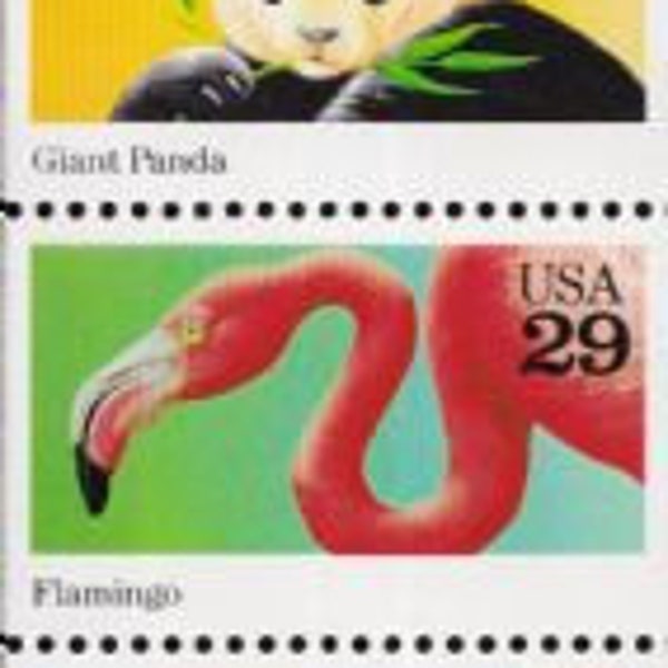 10x Zoo Animals Tiger Panda Giraffe Flamingo Penguins 5 Diff 1992 29c Postage stamps Free Shipping! #1 source Best prices on Vintage stamps