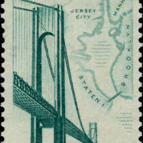 20x Verrazano Narrows BRIDGE New York New Jersey 1964 5c Green Postage stamp Free Shipping!  #1 source Best prices on Vintage stamps