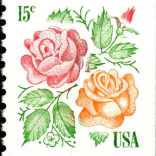 8x ROSES Flowers 1978 15c Pink Orange Green Unused Postage Stamp Wedding Invitations Free Shipping! #1 Source Best prices on Vintage stamps