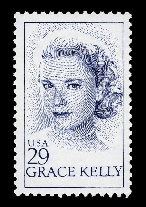 グレースケリー　grace kelly切手 stamp アメリカ　ヴィンテージ グレース・ケリー 女優 映画スター モナコ公妃 1993年 29セント 青 未