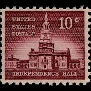 15x INDEPENDENCE HALL Filadelfia Pensilvania 1956 10c Sello postal rojo marrón sin usar Envío gratuito #1 fuente Mejores precios en sellos antiguos