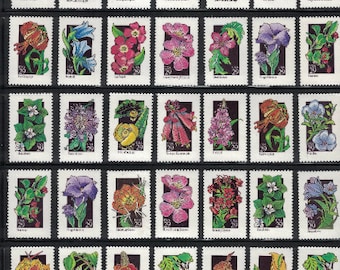 50 WILDFLOWERS All Different 1992 29c Unused Postage Stamps Free Shipping!  Flowers for wedding invitations. #1 Source for Vintage Stamps