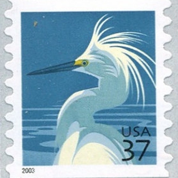 6x EGRET HERON Birds Blue 2003 37c Unused Postage stamp. Free Shipping! #1 Source With The Best Prices on Vintage Stamps