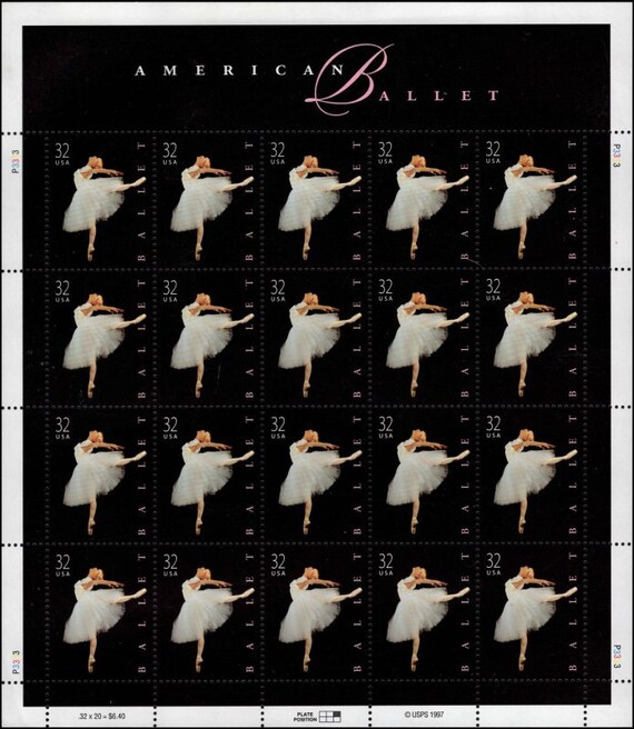 売約8819 外国切手 アメリカ 1998年バレリーナバレエ 6x BALLET BALLERINA Dancing 1998 32c Black Unused Postage Stamp