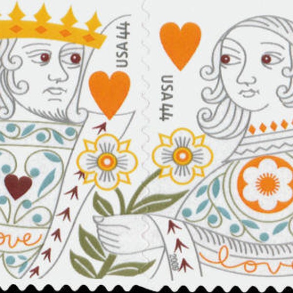 4x LOVE King & Queen of Hearts WEDDING 44c Postage stamps Free Shipping! Your #1 source with the best prices on Vintage stamps