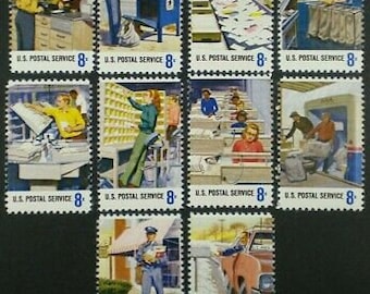 30x USPS POSTAL SERVICE EMPLOYEEs 10 Different 1973 8c Unused Postage Stamps Free Shipping #1 source Best prices on Vintage postage stamps