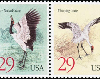 6x CRANES Rare Birds 2 Diff 1994 29c Green Yellow Unused Postage stamps. Free Shipping!  #1 source with the best prices on Vintage stamps