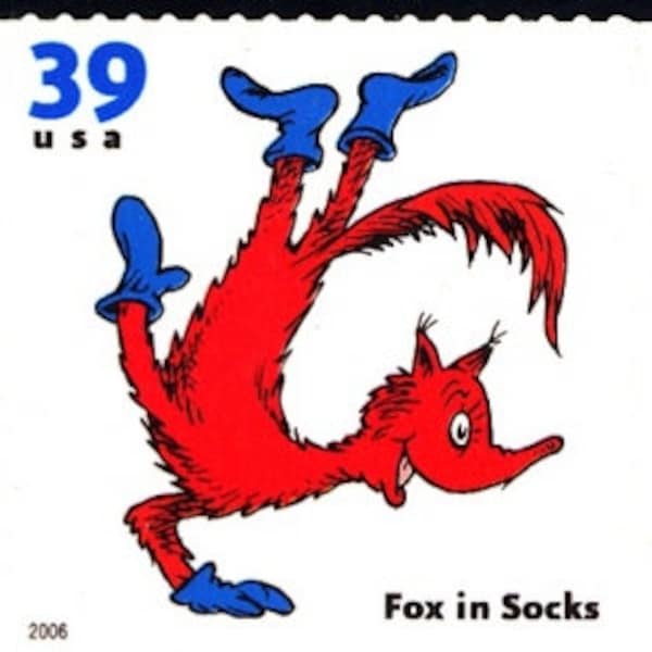 4x Dr Seuss FOX IN SOCKS Children's Book Animals 39c Vintage Postage stamps Free Shipping! #1 source The best prices on Vintage stamps