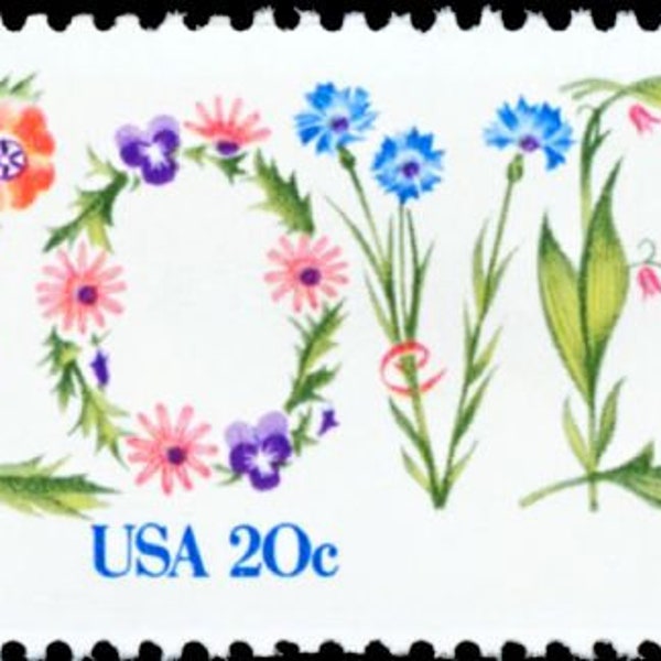 4x LOVE Floral Wedding Invitations 1982 20c Postage Stamp. Free Shipping!  Wedding Invitations #1 source. The best prices on Vintage stamps