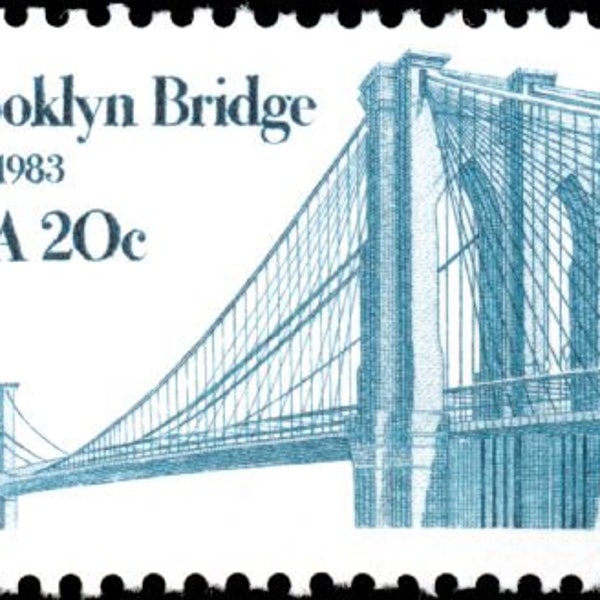 8x BROOKLYN BRIDGE New York City Manhattan 1983 20c Blue Unused Postage Stamp Free Shipping! #1 source Best prices on Vintage stamps