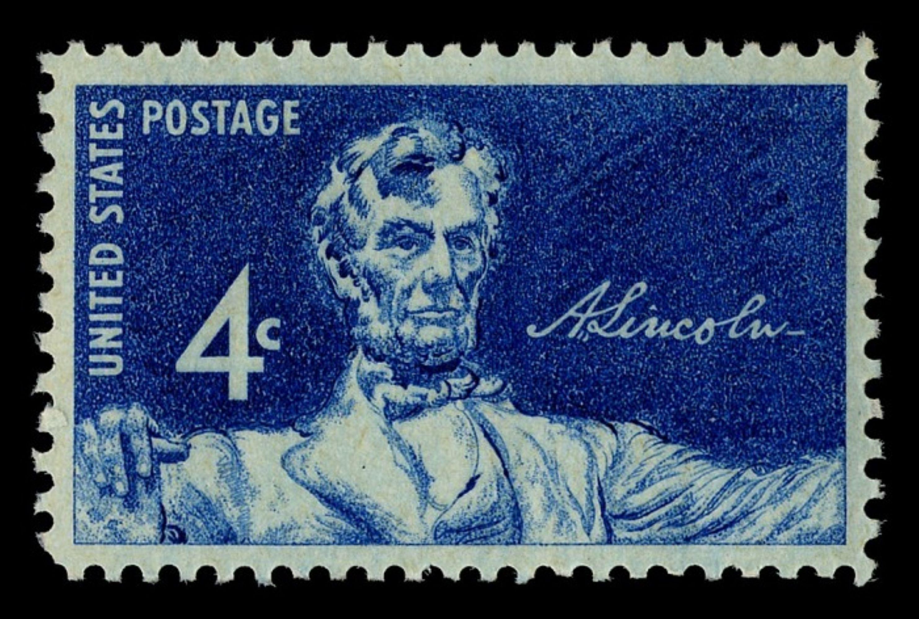 米国エイブラハム・リンカーン４セント使用済切手 エイブラハム・リンカーン米国大統領 1959年 4セント 青色 未使用切手
