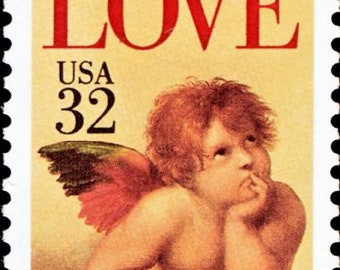 7x LOVE Cherub Angel Sistine Madonna Raphael Painting 1995 32c Unused Postage Stamp Free Shipping #1 Source Best Prices on Vintage Stamps