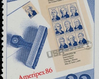 7x 切手収集 ブルー 1986 22c 未使用郵便切手 送料無料! ヴィンテージ