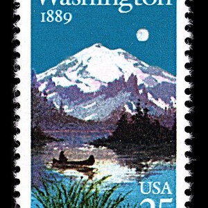 7 sellos postales azules sin usar de 25 c de Washington State Mount Rainier Seattle Spokane 1989 ¡Envío gratis! La fuente número 1 Los mejores precios en sellos antiguos