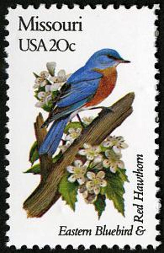 ミズーリ州の鳥と花、植物、動物、ブルーバード 1982 20 セント 未使用