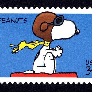 6x SNOOPY Peanuts Red Baron Charlie Brown Cartoon COMICS 2001 34c blauwe postzegel gratis verzending! #1 Bron Beste prijzen voor vintage postzegels