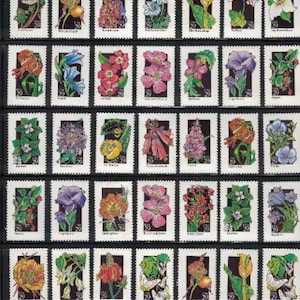 50 WILDFLOWERS All Different 1992 29c Unused Postage Stamps Free Shipping!  Flowers for wedding invitations. #1 Source for Vintage Stamps