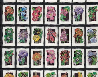 50 WILDFLOWERS All Different 1992 29c Unused Postage Stamps Free Shipping!  Flowers for wedding invitations. #1 Source for Vintage Stamps