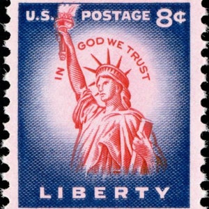 Paquet de 10 .. Timbre de la Statue de la Liberté de 11 cents émis en 1956  .. vintage Timbre-poste américain inutilisé .. emblématique de New York Île  Staten -  France