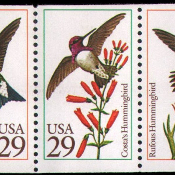 10x HUMMINGBIRDS Costa's Rufous Calliope Ruby Throated 5 Diff 1992 29c Postage Stamps Free Shipping! #1 source Best prices on Vintage stamps