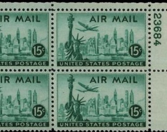 7x STATUE OF LIBERTY New York Harbor 1947 15c Green Unused Postage Stamp Free Shipping! #1 source Best prices on Vintage stamps