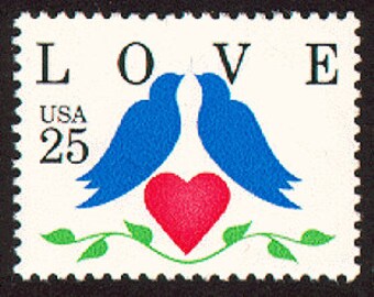 8x LOVE Doves VALENTINES DAY 1990 25c Ongebruikte postzegel. Bruiloft uitnodigingen. Geen verzendkosten! De beste prijzen voor vintage postzegels