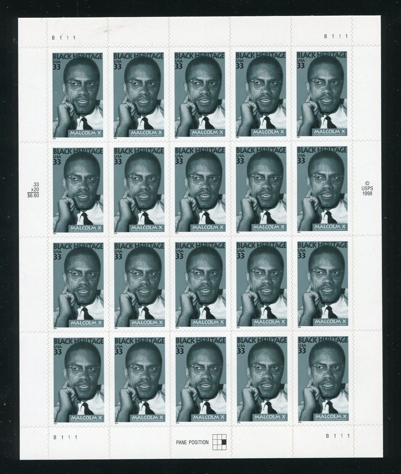 6x マルコムX ブラックヘリテージ アフリカ系アメリカ人公民権 1999 33