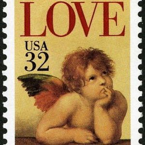 7x LOVE Cherub Angel Madonna Raphael Painting Wedding 1995 32c Unused Postage Stamp Free Shipping #1 Source Best Prices on Vintage Stamps