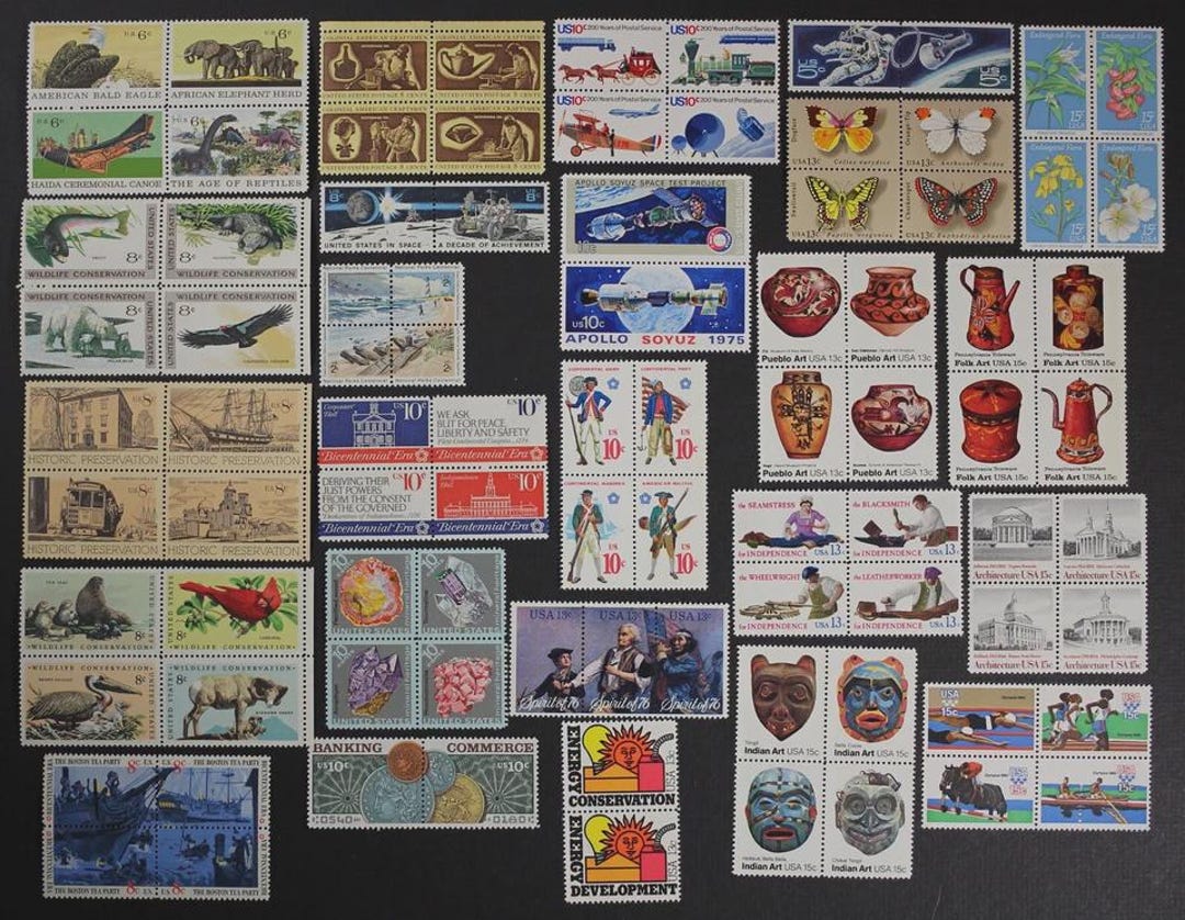 89種類のアメリカ 1970-1980年 未使用切手 送料無料！ヴィンテージ切手
