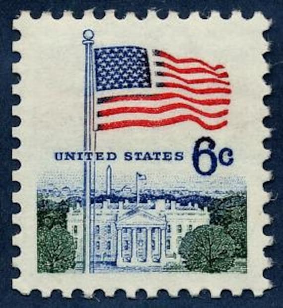 20x ホワイトハウス ワシントン D.C. 米国旗 1968 6c 未使用郵便切手 