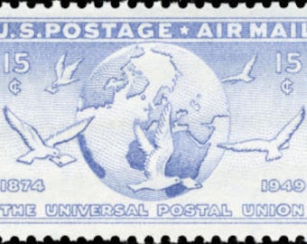 10x UPU Blue Doves 1949 15c Blue AIRMAIL Unused Postage Stamp. Free Shipping! #1 Source The Best prices on Vintage stamps