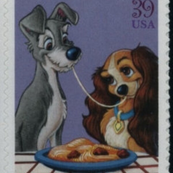 3x DISNEY LADY & The TRAMP Spaghetti Kiss 39c Unused Postage Stamp Free Shipping! #1 source with the best prices on Vintage postage stamps