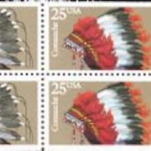 10x INDIAN HEADDRESSES Native American 5 Different 1990 25c Unused Postage Stamps Free Shipping! #1 source Best Prices on Vintage stamps