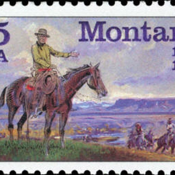 8x MONTANA Charles Russell Cowboy Painting 1989 25c Unused Postage Stamp Free Shipping! #1 Source Best prices on Vintage postage stamps