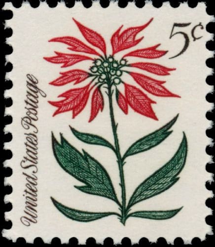 売約8905 外国切手 アメリカ 1964年 クリスマスヒイラギ 4種 1964年クリスマス ヤドリギ ヒイラギ ポインセチア 植物 4種類 5セント
