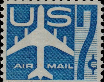 20x Blue Airplane Airmail 1958 7c Unused Vintage Postage Stamp. Free Shipping! #1 Source The Best Prices on Vintage stamps