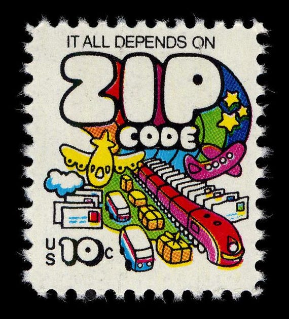 20x ZIP CODE Mail Transport Colorful 1974 10c Unused Postage Stamp