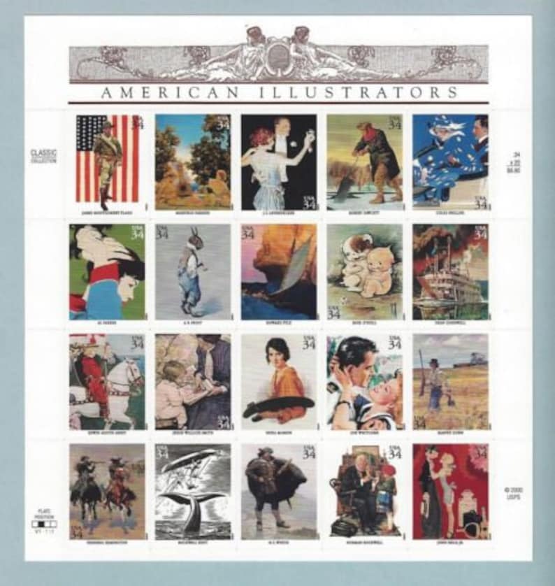 20 Diff AMERICAN ILLUSTRATORS Artists 2001 34c Unused Vintage Postage ...
