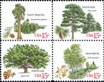 8x TREES Botanical Sequoia Birch Pine Oak 4 Different 1978 15c Unused Postage Stamps Free Shipping! #1 source Best prices on Vintage stamps