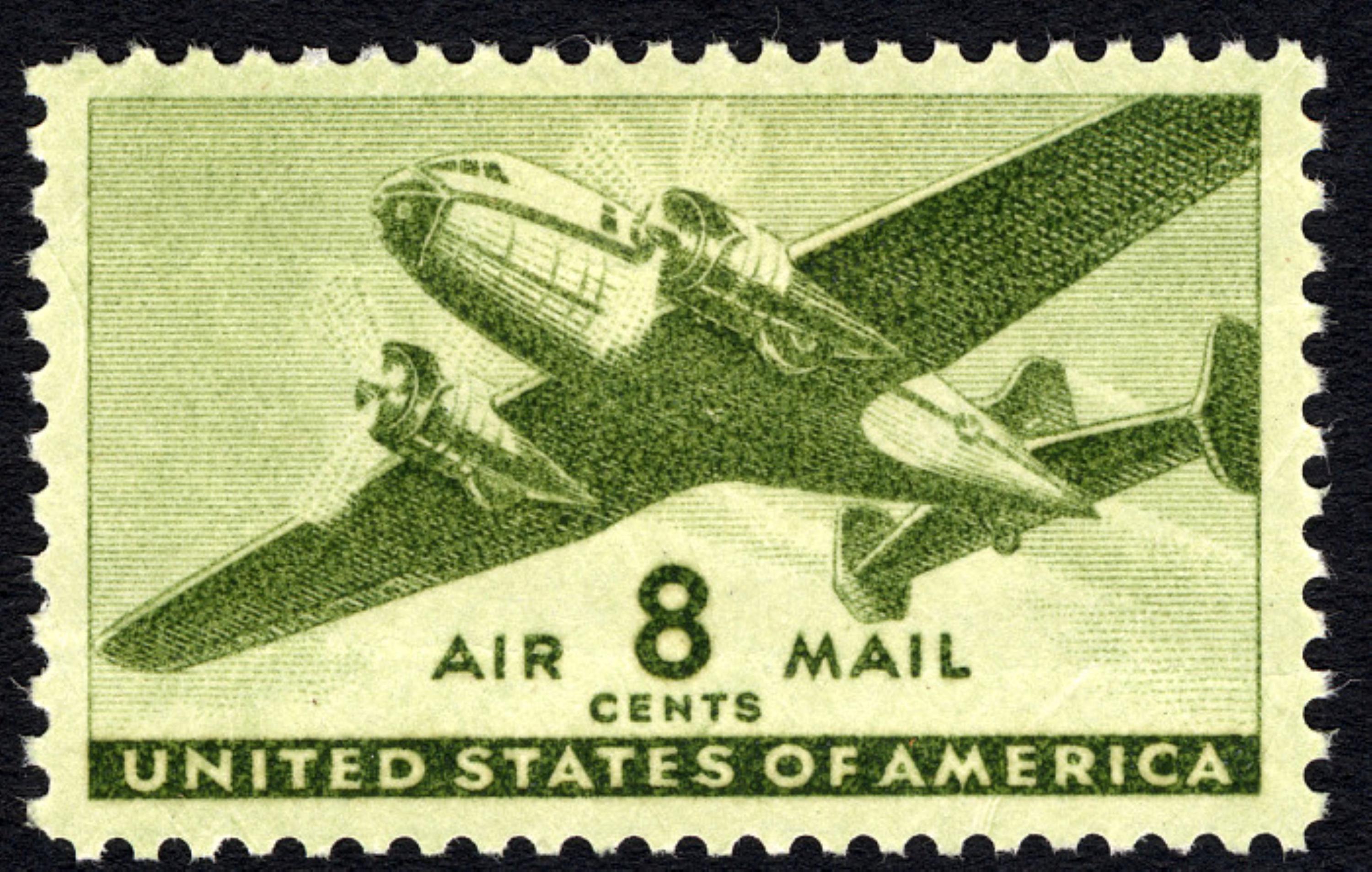 ダグラス DC 3 ツインモーター輸送機 1944年 8セント グリーン 航空